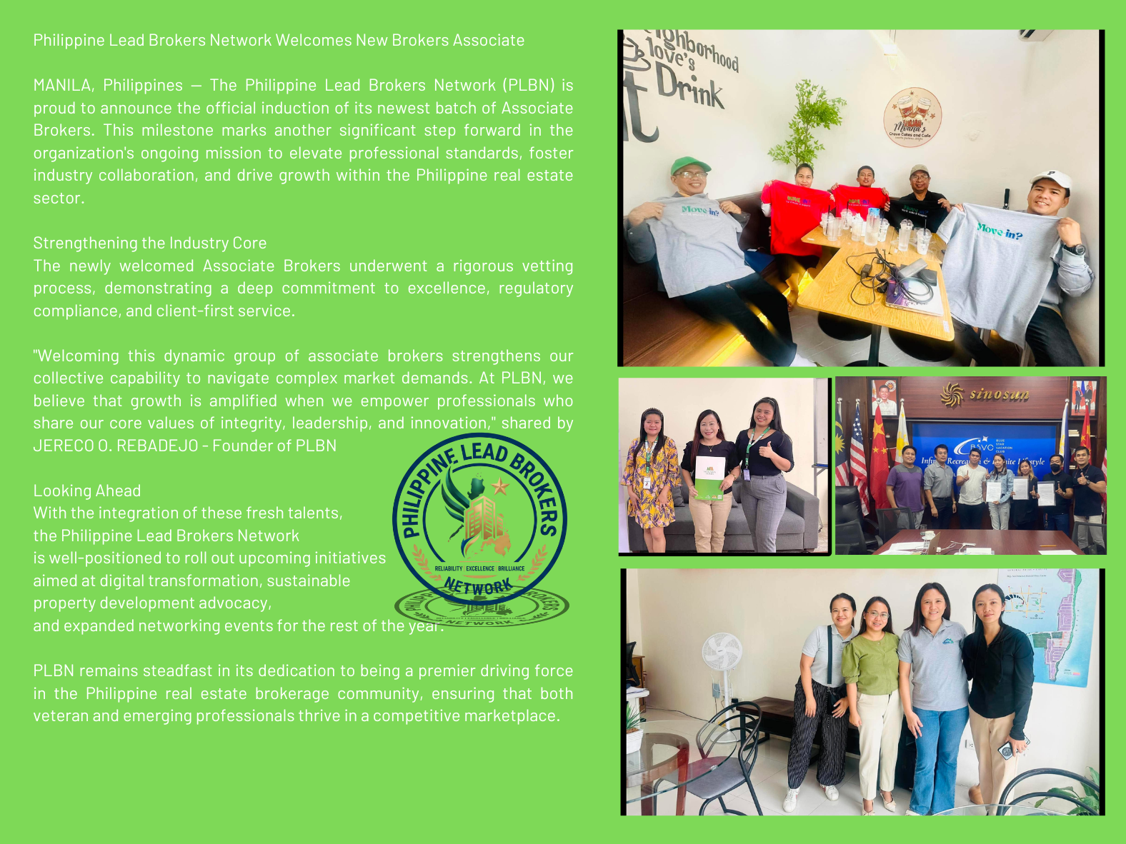 Philippine Lead Brokers Network Welcomes New Broker Associates
