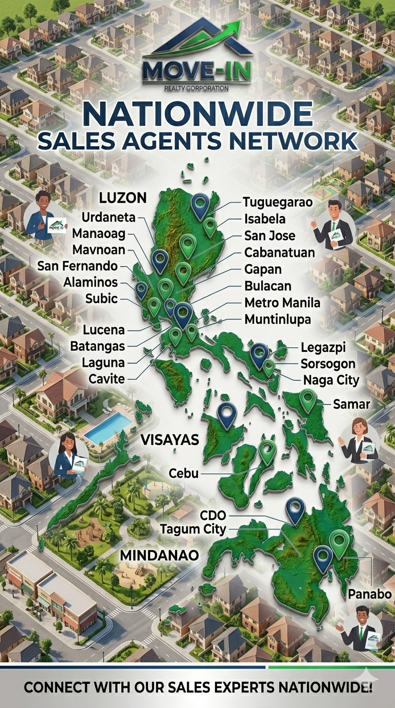 MOVE-IN Realty nationwide sales agents network map of the Philippines
