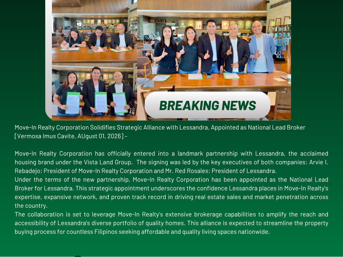 MOVE-IN Realty Solidifies Strategic Alliance with Lessandra, Appointed National Lead Broker